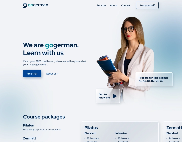 GoGerman - webdizajn a development od Adriána Vrtela